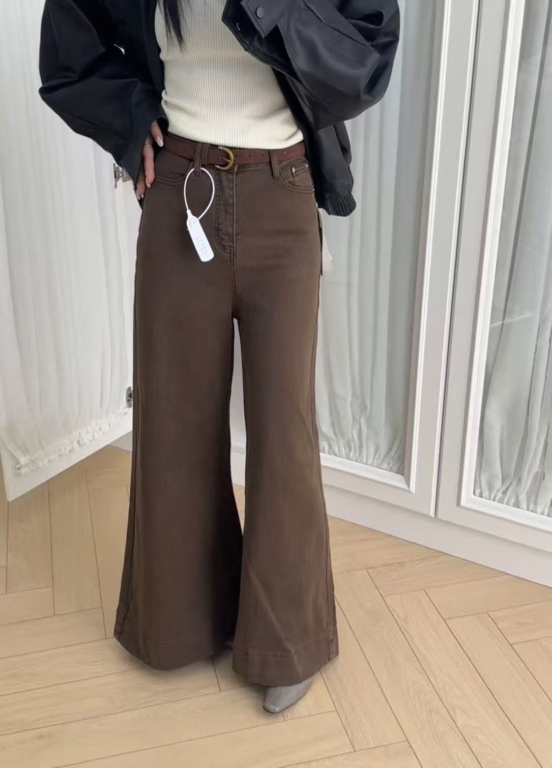 270 秋調美拉德闊腿牛仔褲