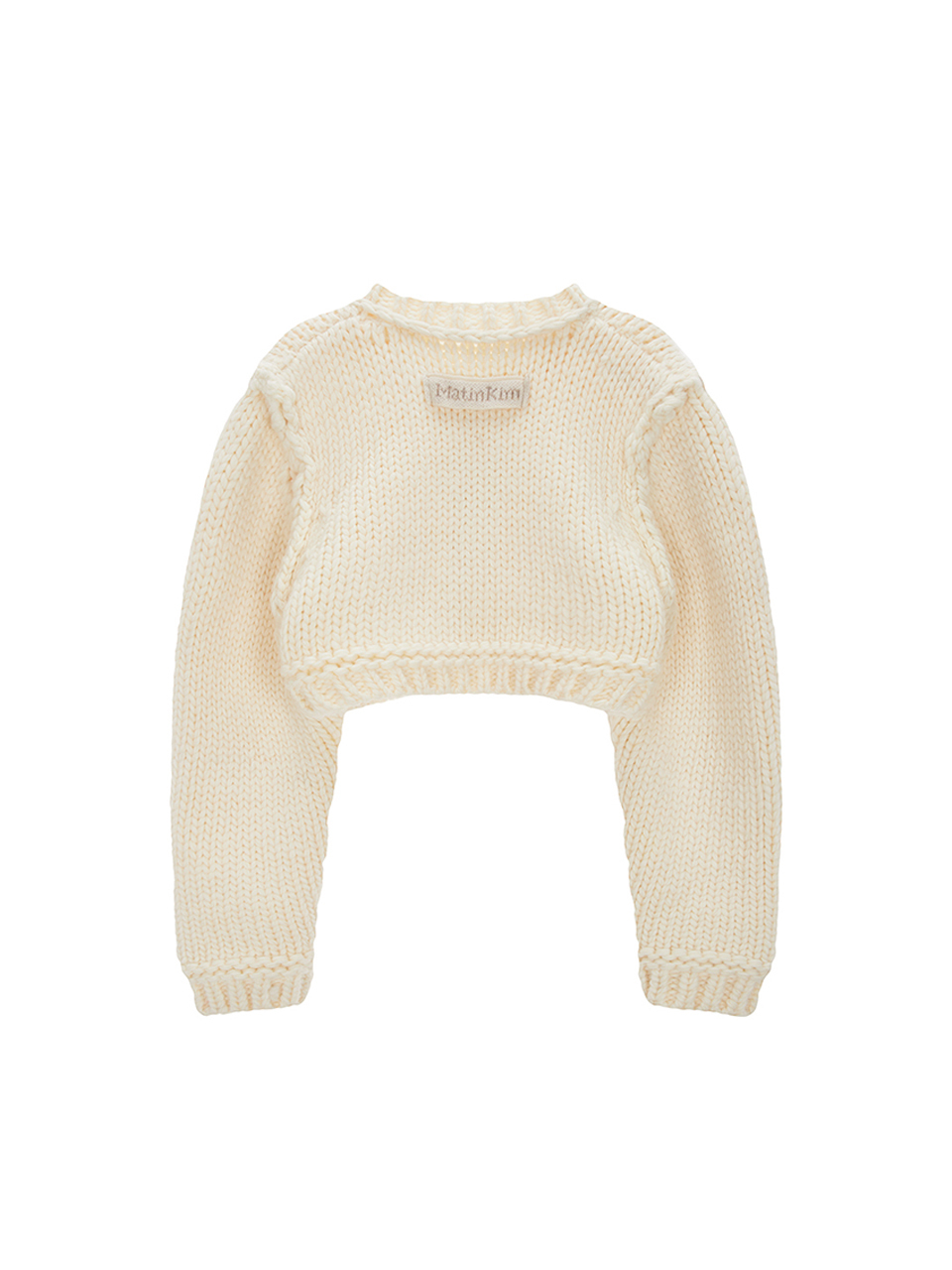 羊毛針織短版外套 象牙白