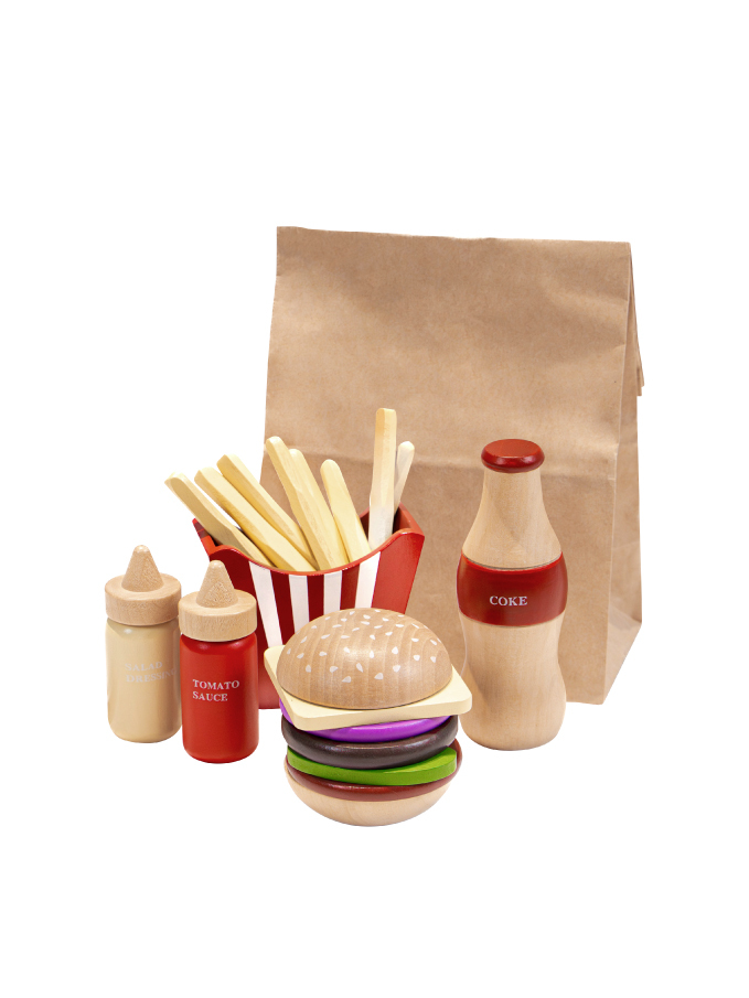 莫菲星球 質感木製扮家家酒 美國速食套餐組