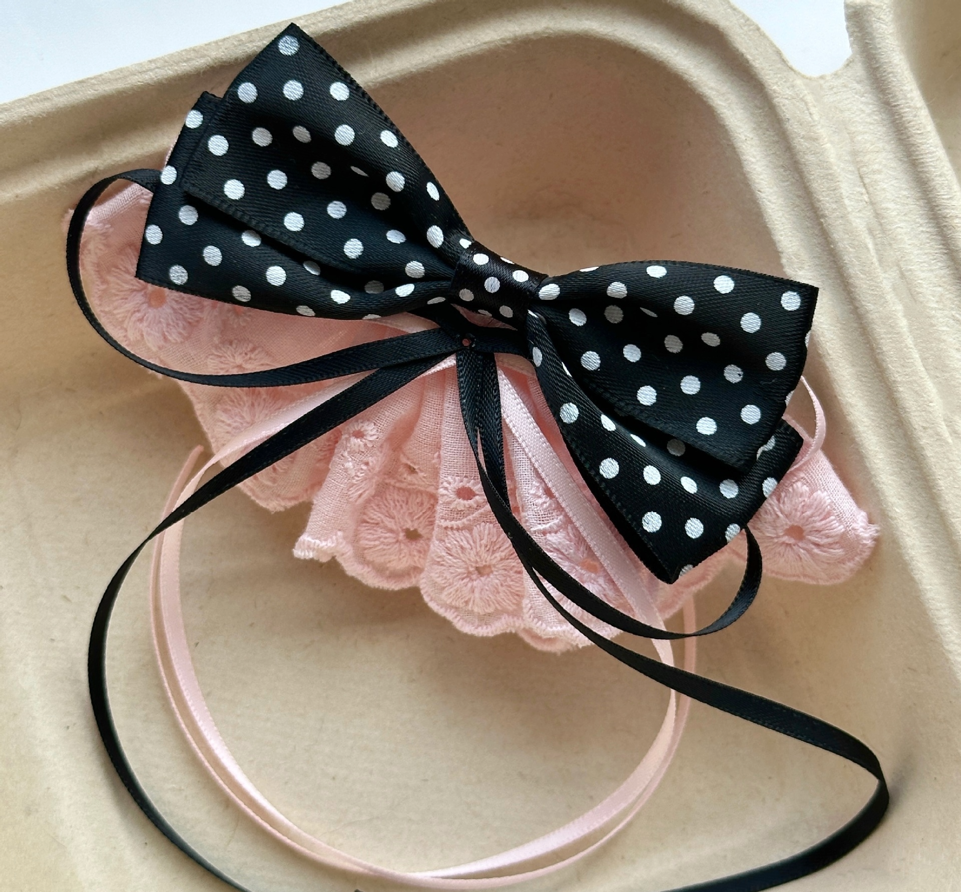 [2 FOR RM10] Korean Polka Dot Lace Skirt Bow Hair Clip