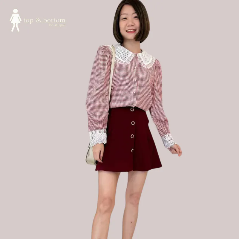 KOREA FRILLS & BUTTON SHORT SKIRT