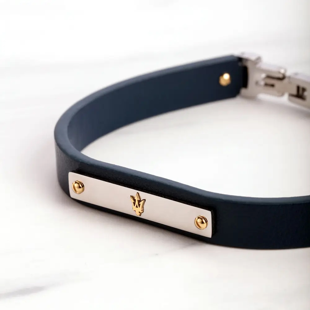 【Maserati 瑪莎拉蒂】 JM222AVE06 銀藍皮手鍊 高質感 牛皮不鏽鋼 飾品 附手鍊盒