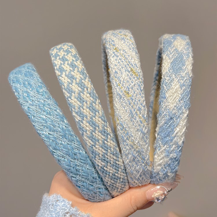 [2 FOR RM10] Blue Knitted Plaid Headband