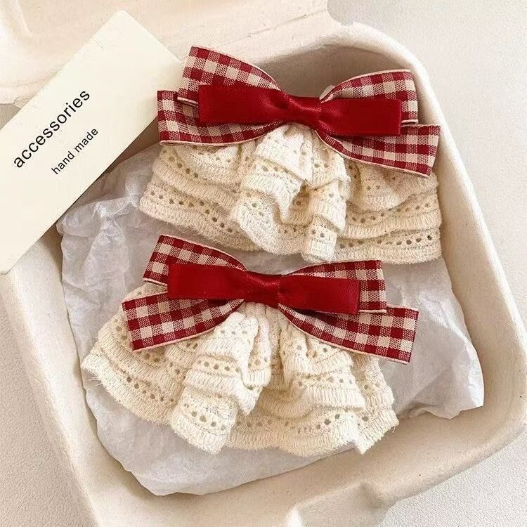 [3 FOR RM10] Sweet Red Plaid Lace Skirt Bow