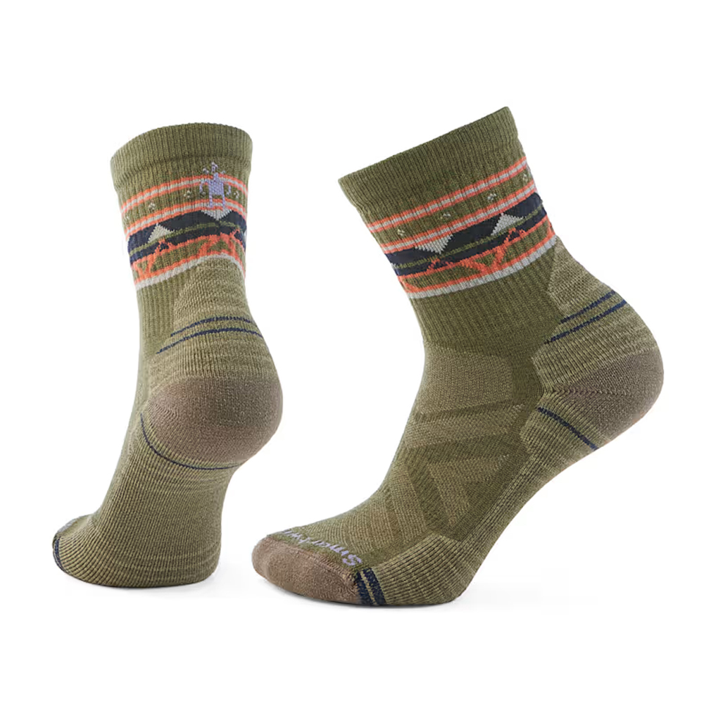 【Smartwool】女機能戶外全輕量減震民族風印花中筒襪 苔蘚綠、淺灰、黑色 / SW001580