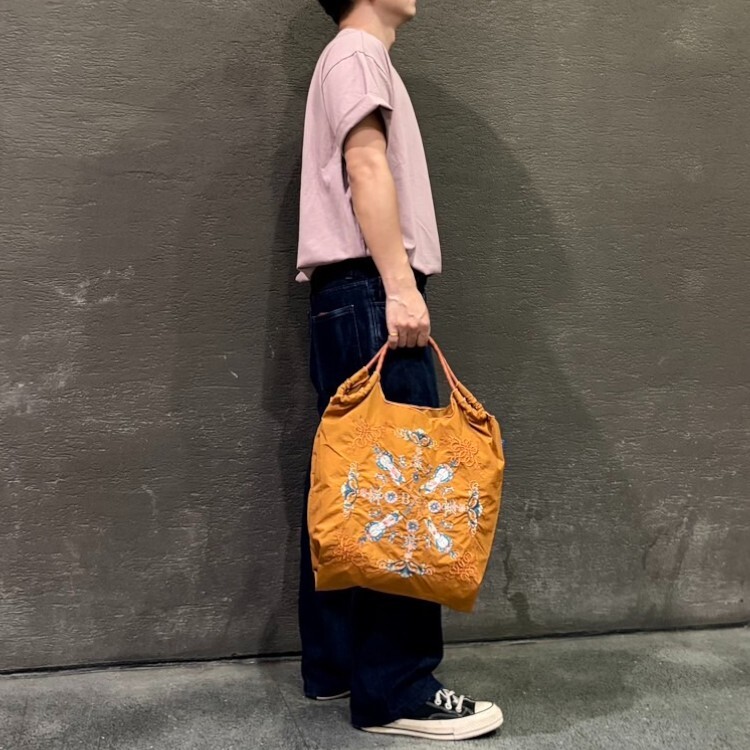 Ball＆Chain 刺繡環保購物袋 M號 - 駱駝色 (301068108)