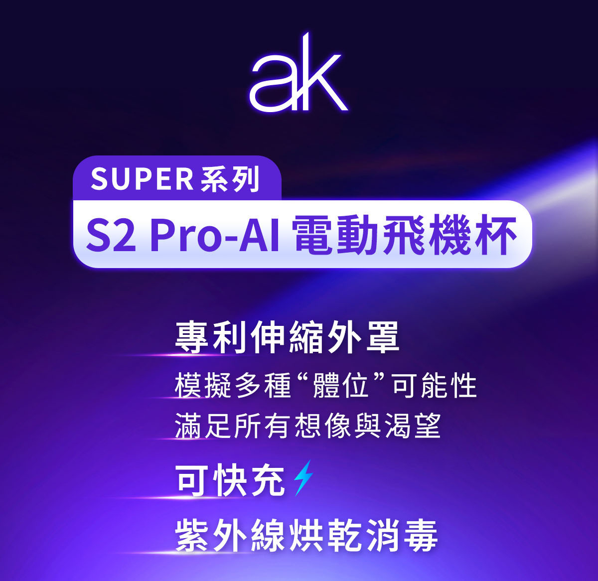 ak SUPER S2 Pro,ak SUPER S2 Pro-AI 電動飛機杯,ak 電動飛機杯,ak,ak 飛機杯,電動飛機杯,電動自慰器,男用飛機杯,電動伸縮飛機杯