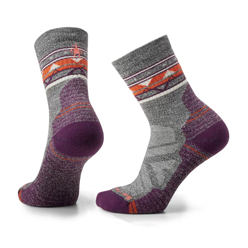 【Smartwool】女機能戶外全輕量減震民族風印花中筒襪 苔蘚綠、淺灰、黑色 / SW001580