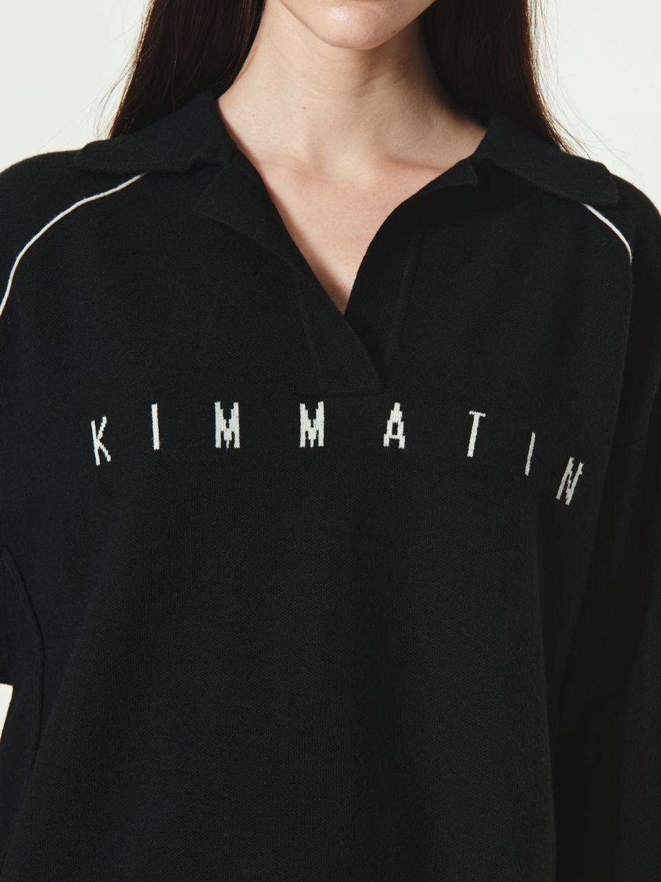 KIMMATIN織紋寬版針織上衣 黑色