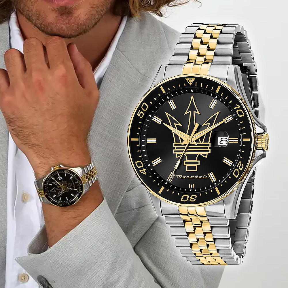 【Maserati 瑪莎拉蒂】 Sfida 無畏迎戰 R8853140009 金黑銀 紳士 商務 氣質 手錶