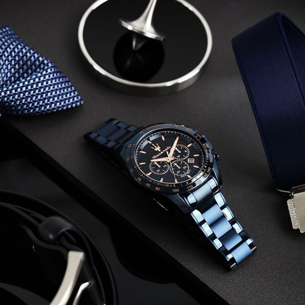 【】Maserati 瑪莎拉蒂】 Traguardo 長征終站系列 R8873612054 三眼計時 日期 手錶