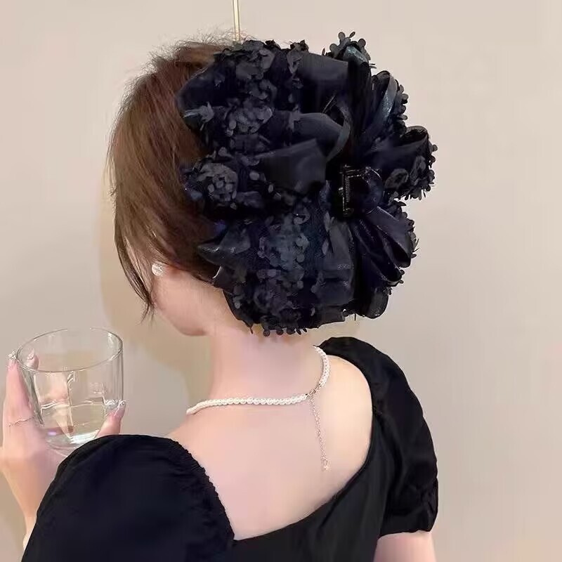 3D Lace Bubble Style Oversized Bow Hair Claw