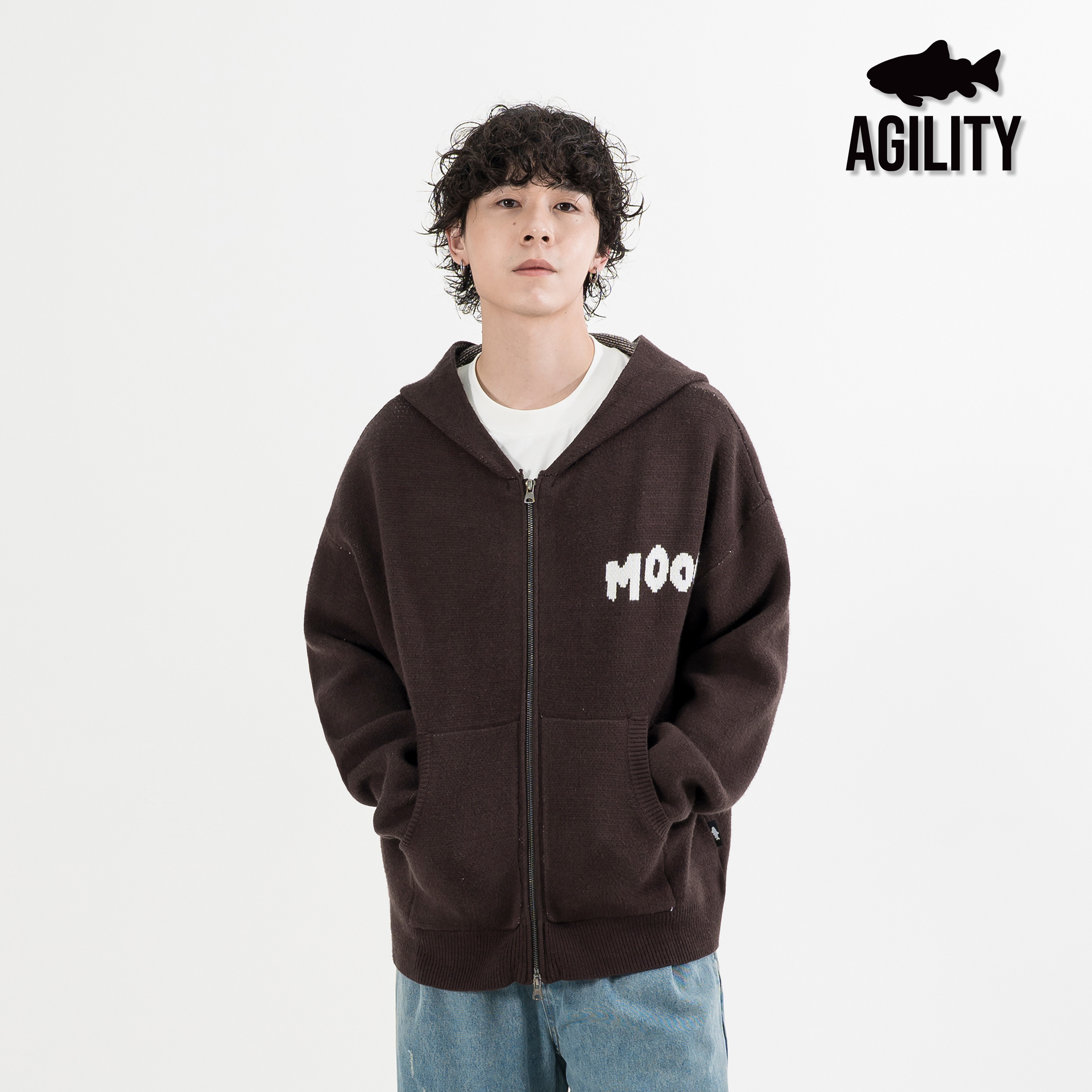 AGILITY CREW Knit Zip Hoodie Vol.3 圖像 乳牛 連帽外套 [CW-CREW]
