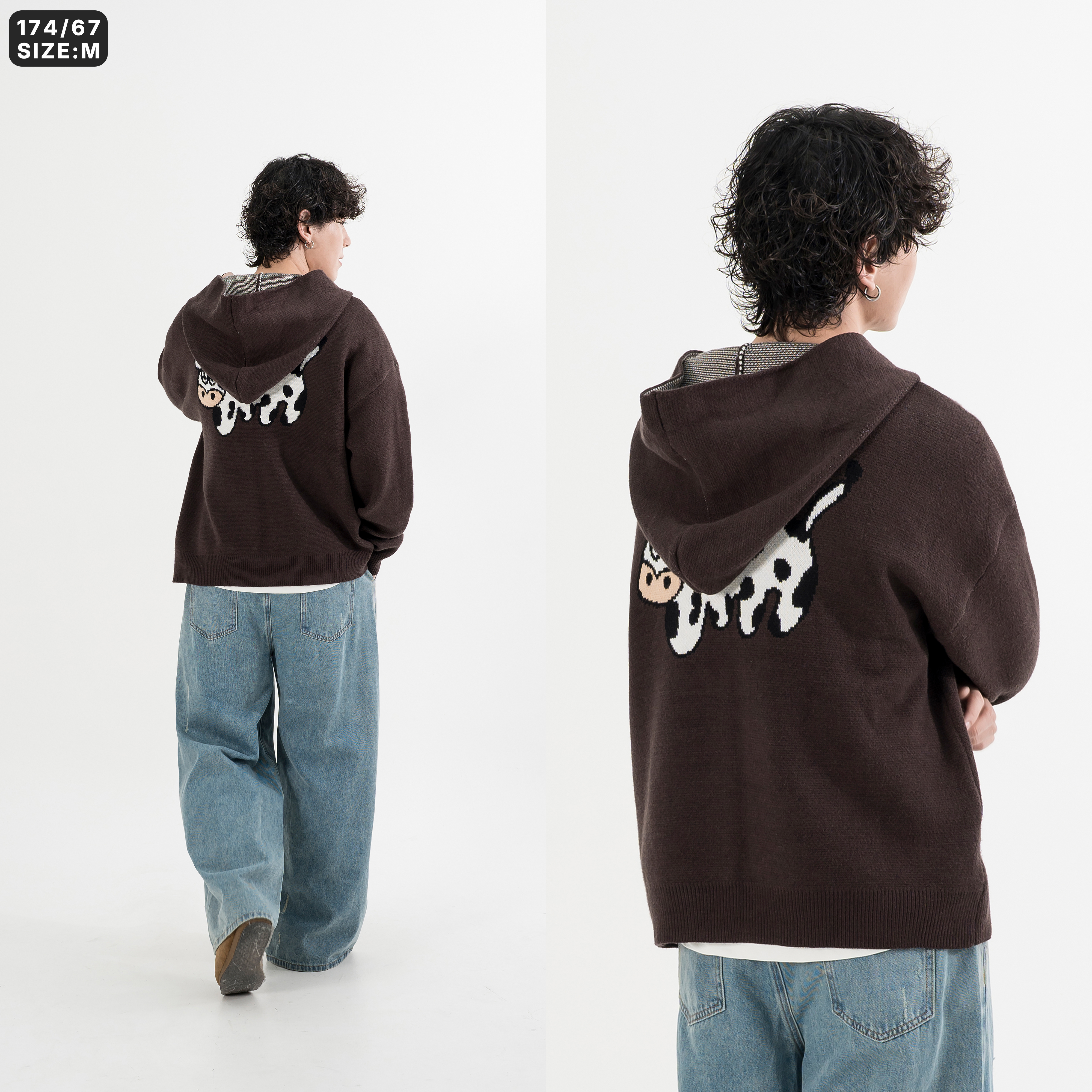 AGILITY CREW Knit Zip Hoodie Vol.3 圖像 乳牛 連帽外套 [CW-CREW]