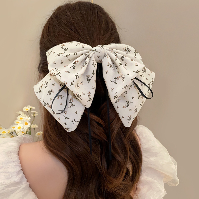 Korean Floral Ribbon Ponytail Hair Claw