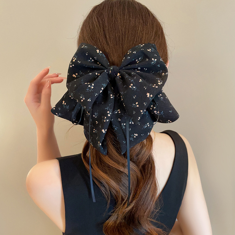 Korean Floral Ribbon Ponytail Hair Claw