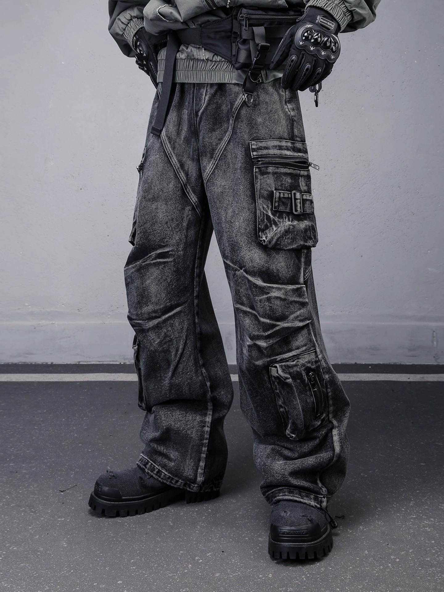 𝙏𝙀𝘾𝙃𝙒𝙀𝘼𝙍 機能龐克重工廢土牛仔褲