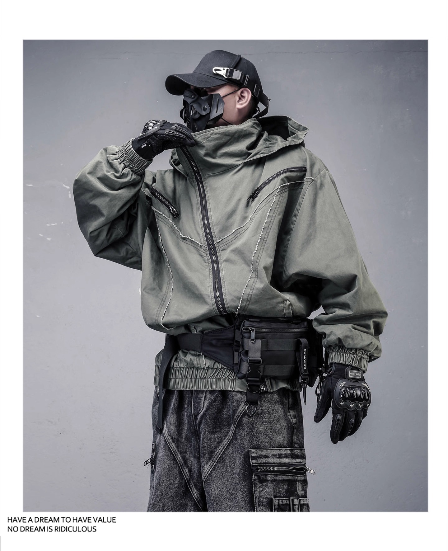 𝙏𝙀𝘾𝙃𝙒𝙀𝘼𝙍 廢土拼接斜拉鏈加絨外套