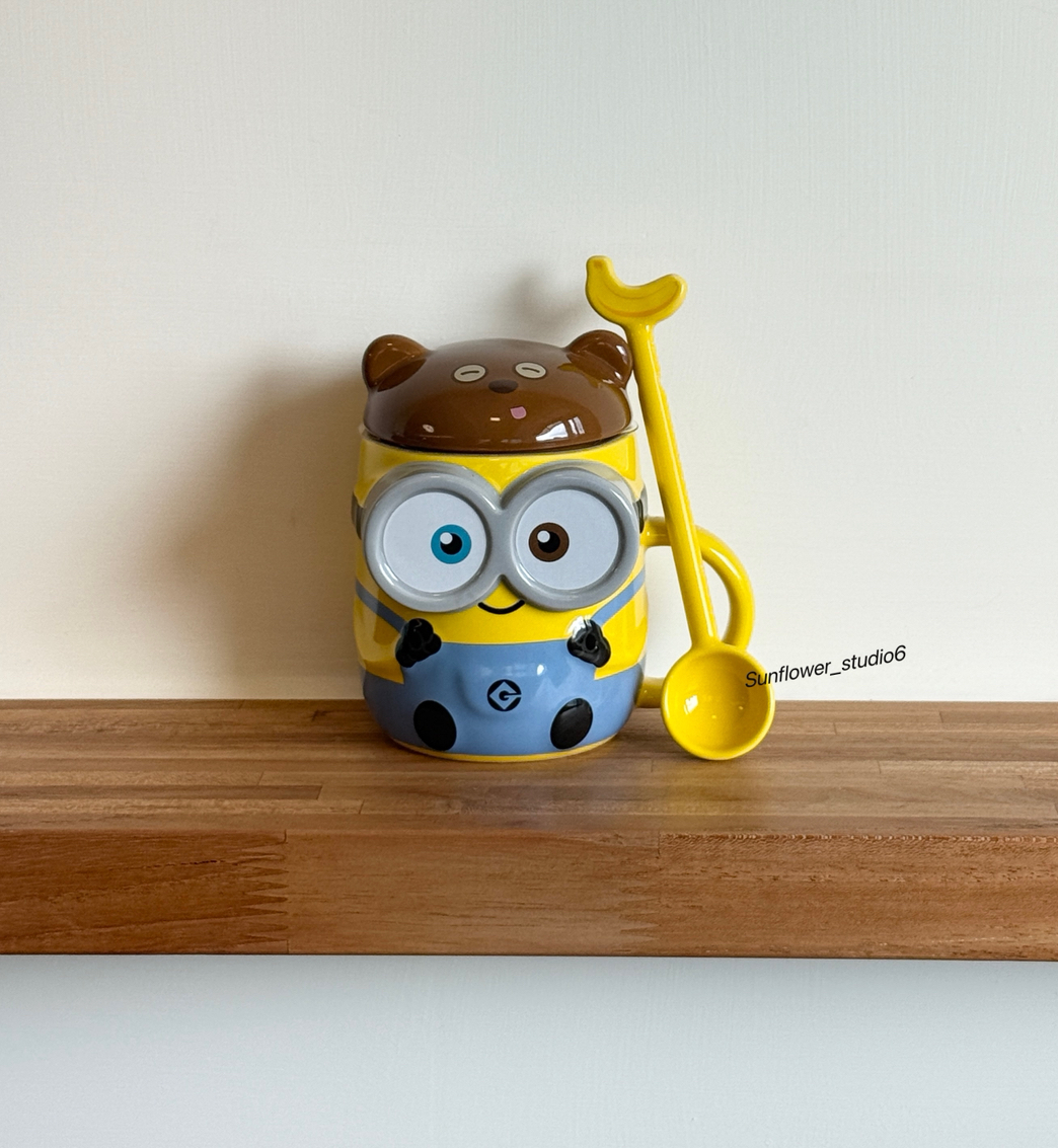 環球官方正版 BOB&TIM熊陶瓷馬克杯 小小兵 小黃人 minions 鮑勃 tim熊 馬克杯/預購 (包含一支香蕉湯匙)