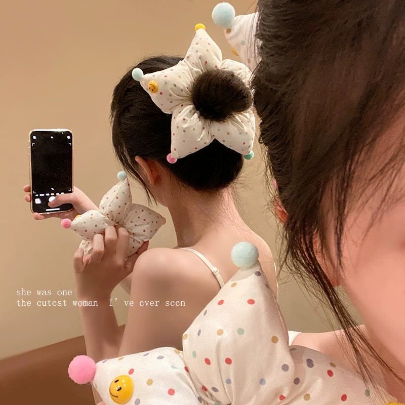 [2 FOR RM10] Colorful Polka Dot Star Sponge Scrunchies