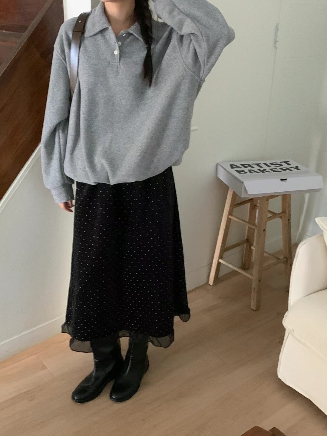 Velvet dot lace skirt