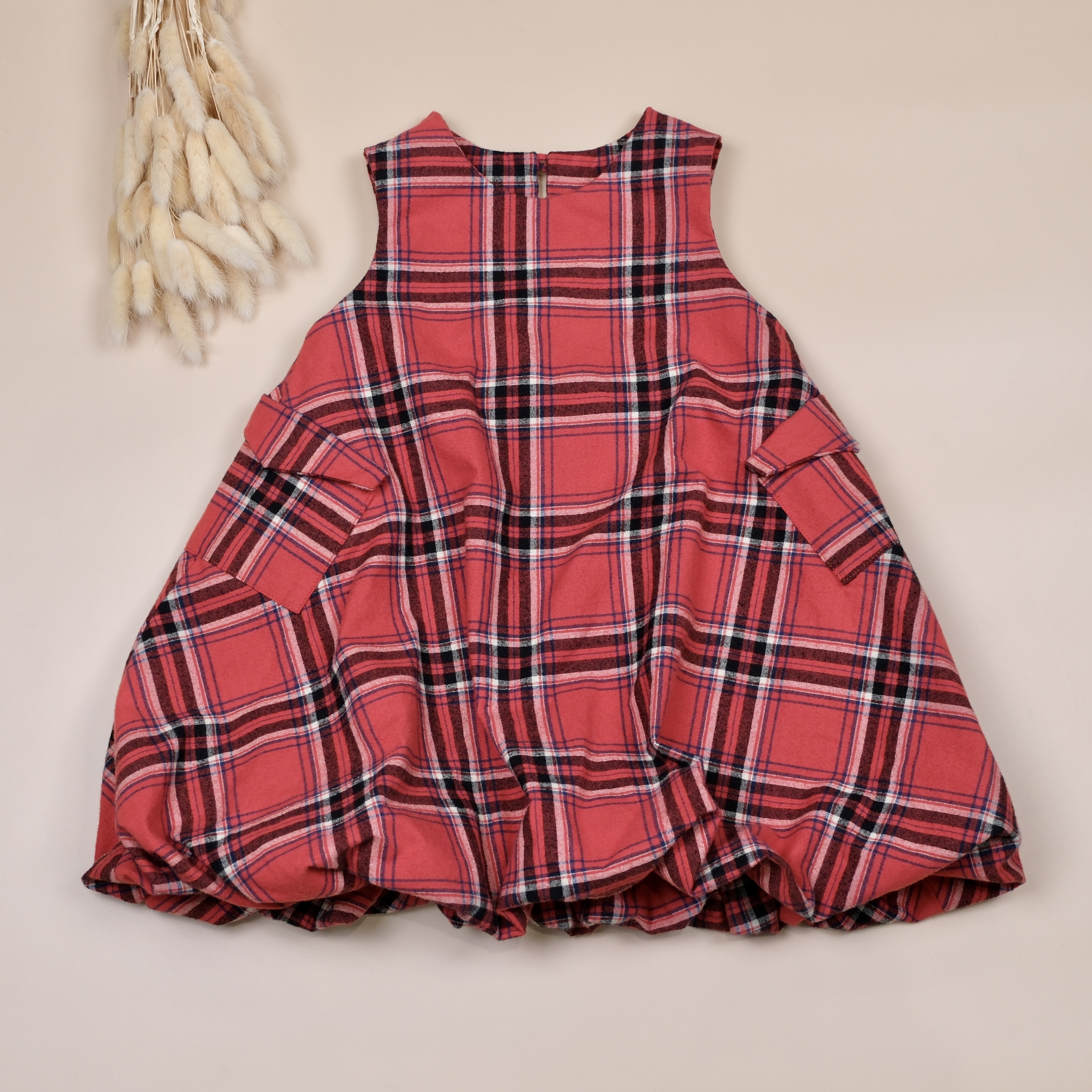 時光印記系列 ❁ 紅色格子 ❁ 手作女童無袖洋裝