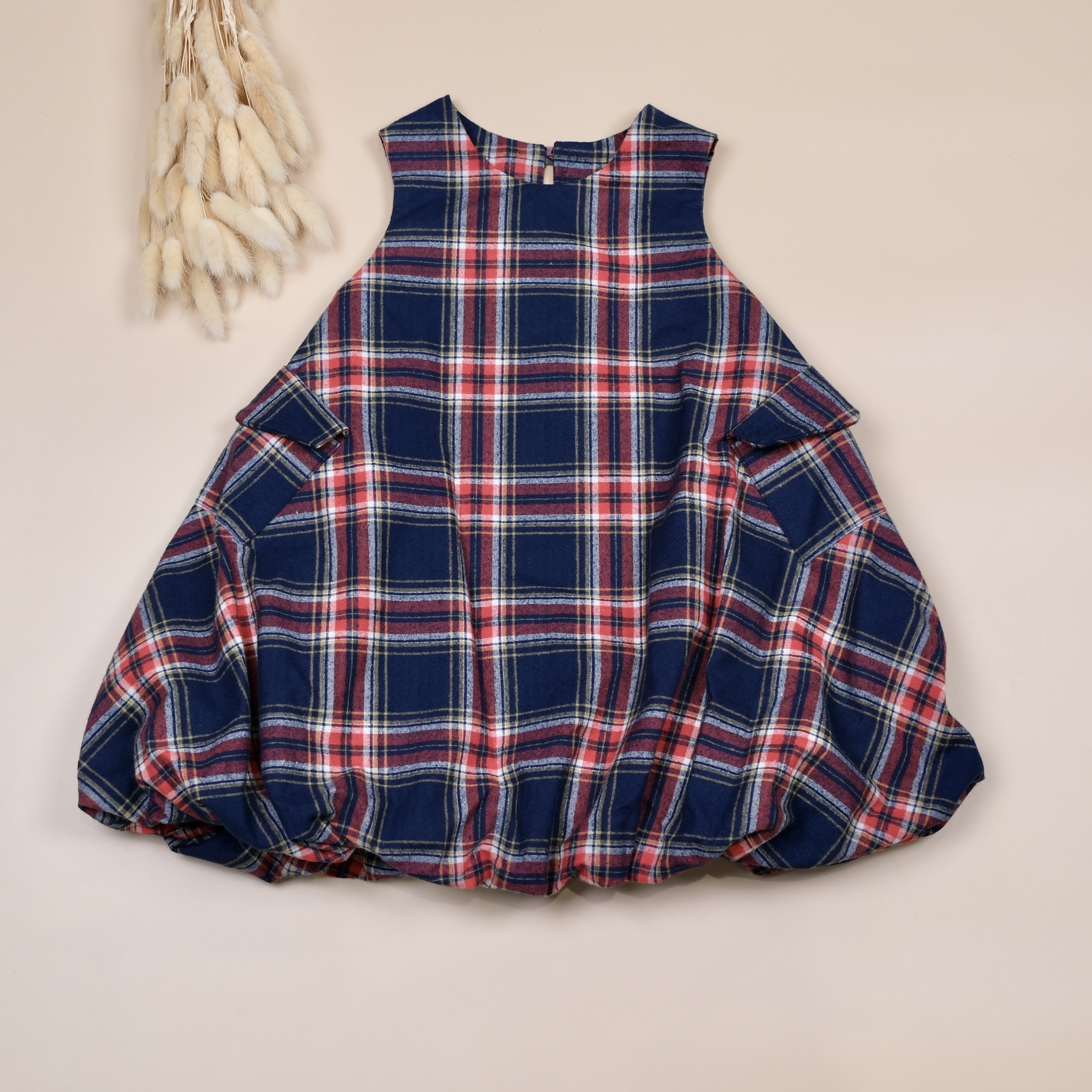 時光印記系列 ❁ 深藍格子 ❁ 手作女童無袖洋裝
