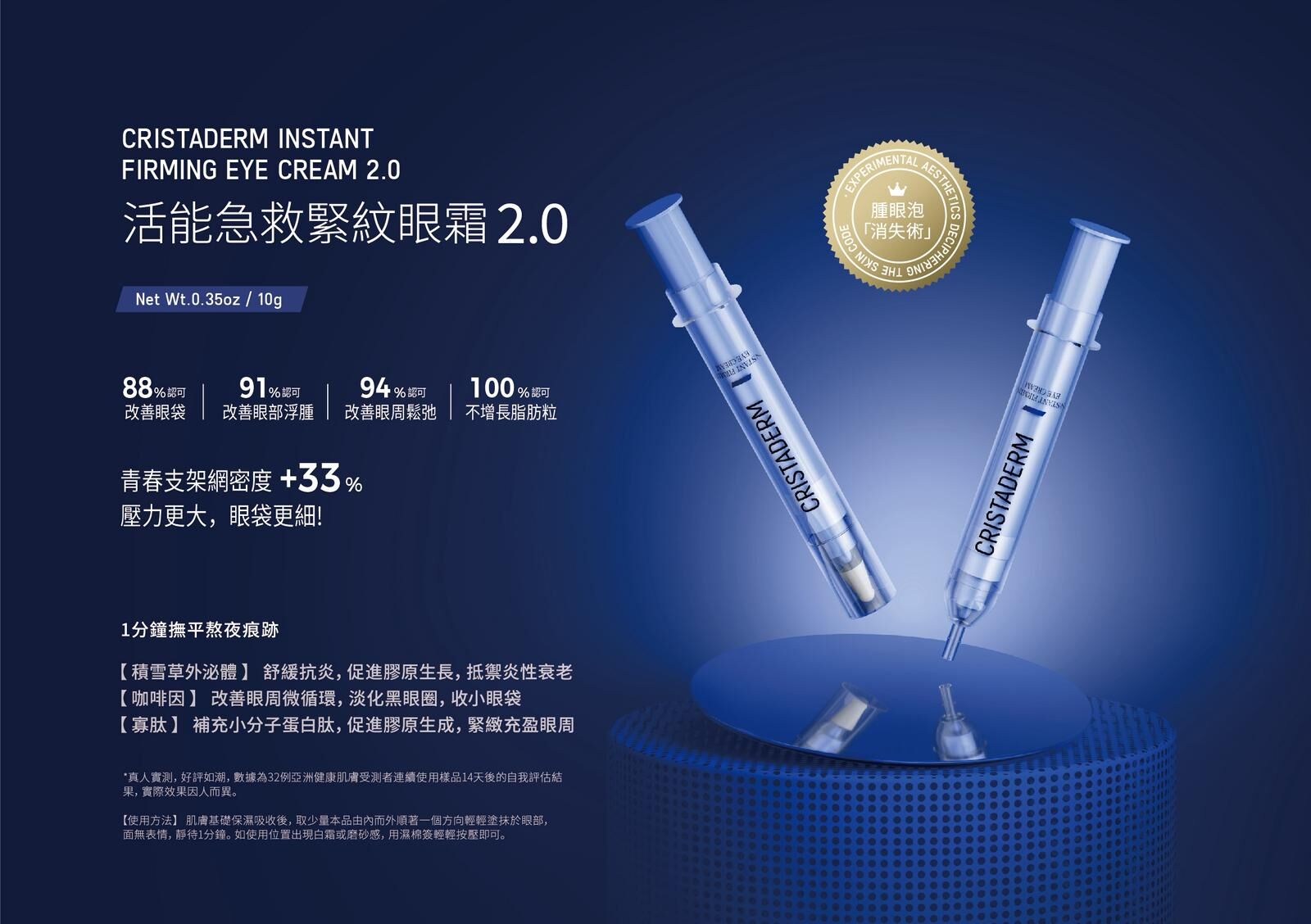 CRISTADERM *新升級*積雪草外泌體活能急救緊紋眼霜2.0 (10ml)