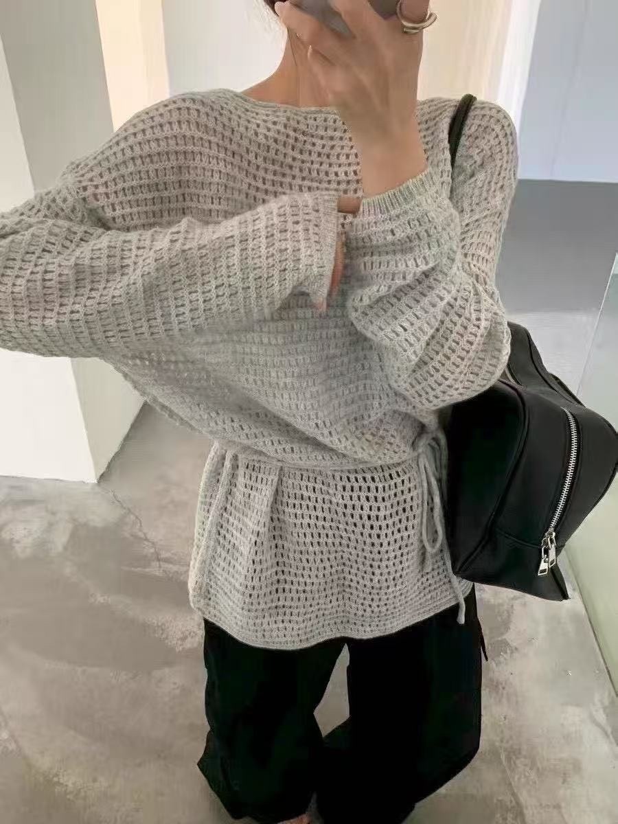 8883 洞洞針織長版罩衫