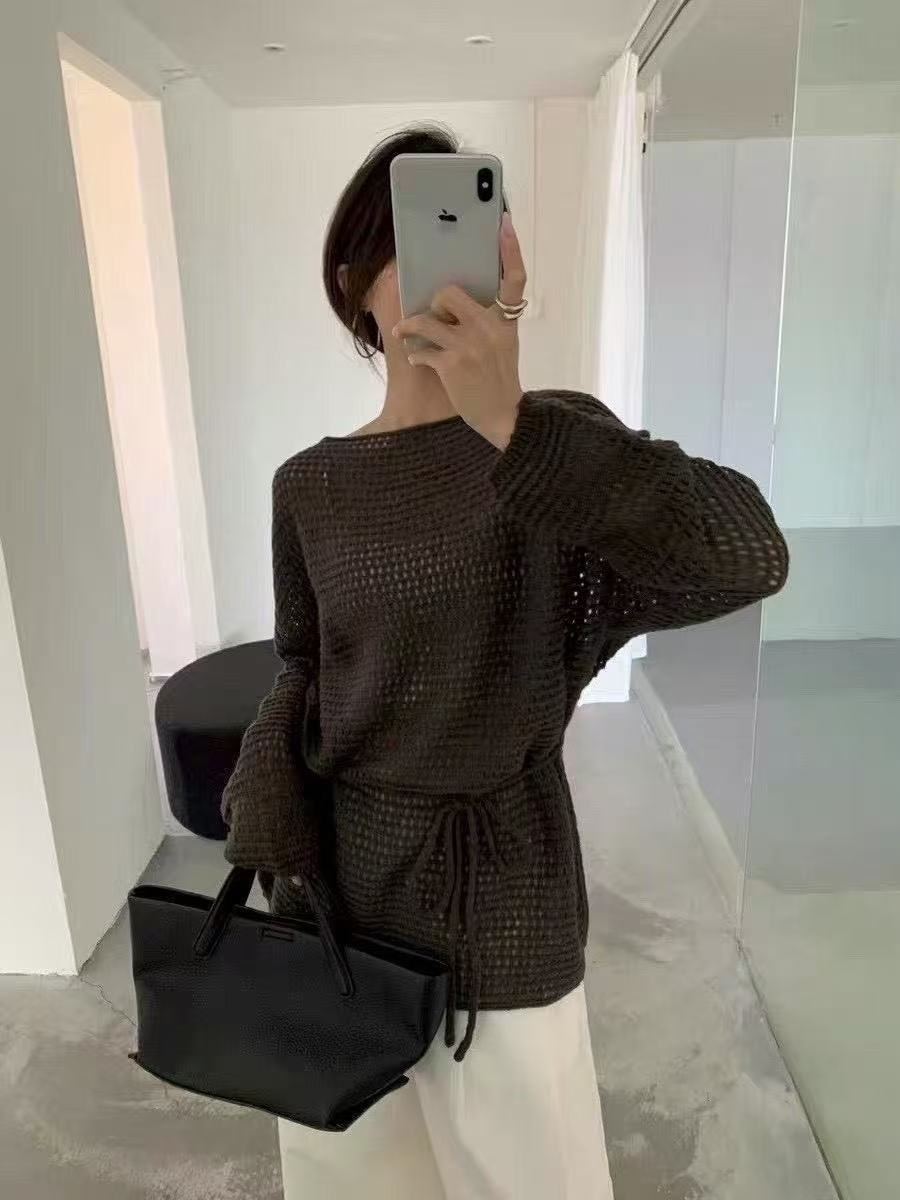 8883 洞洞針織長版罩衫