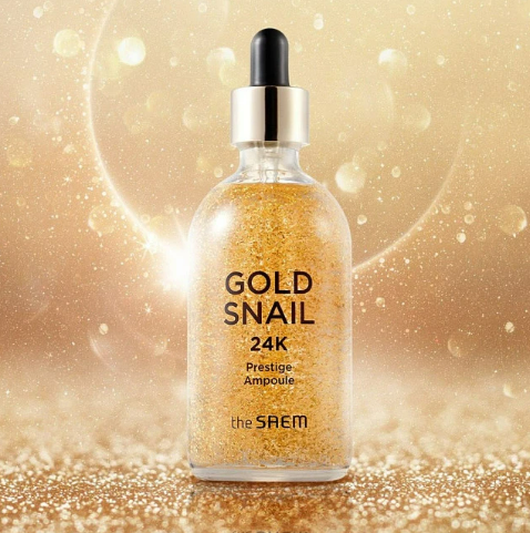 The Saem-GOLD SNAIL 24K Prestige Ampoule 24K黃金蝸牛抗皺修護安瓶100ML