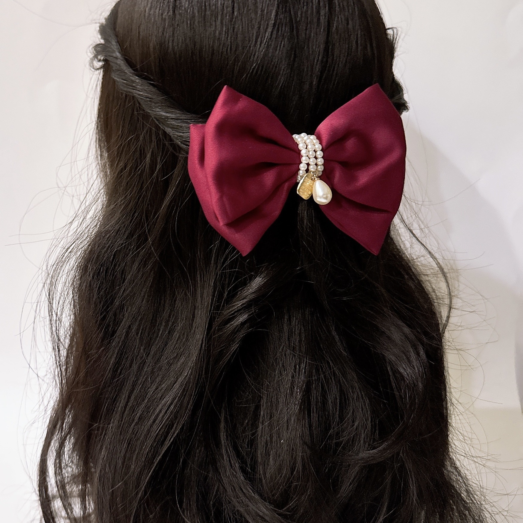 Elegant Satin Pearl Ribbon Bow