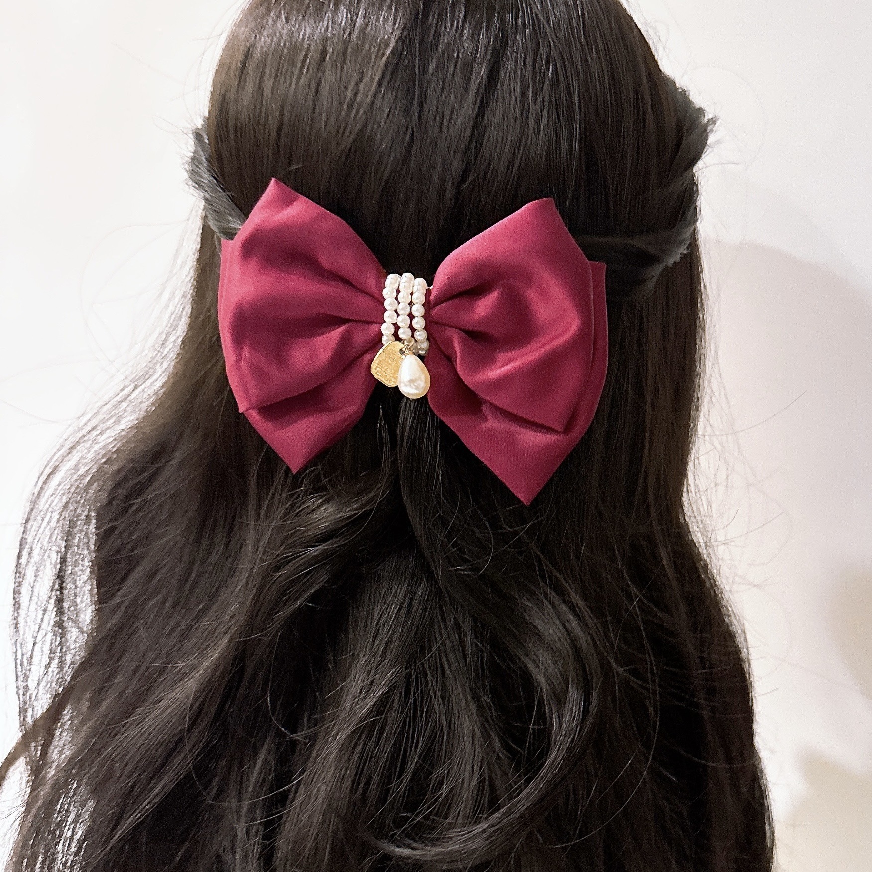 Elegant Satin Pearl Ribbon Bow
