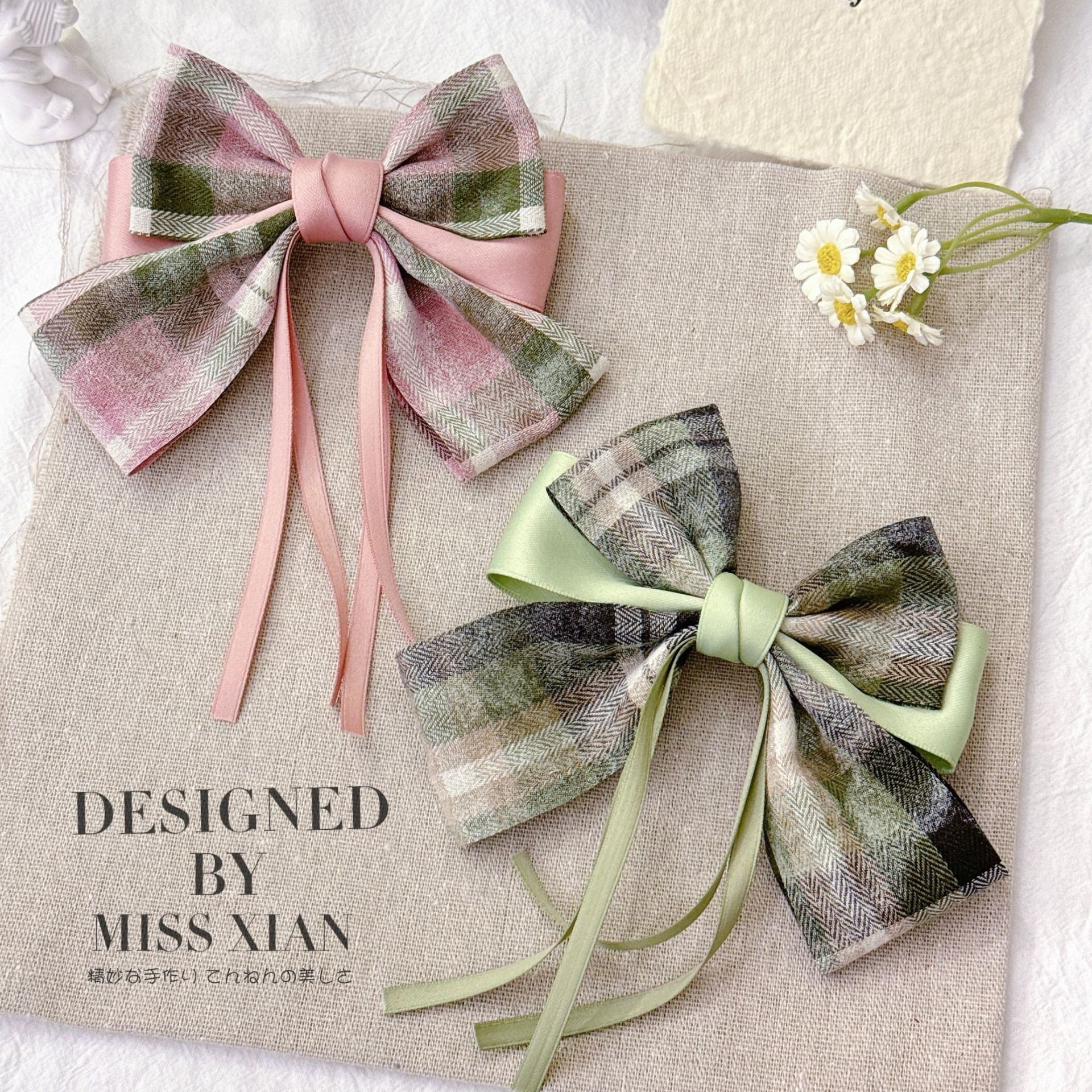 [2 FOR RM10] Vintage Plaid Ribbon Bow