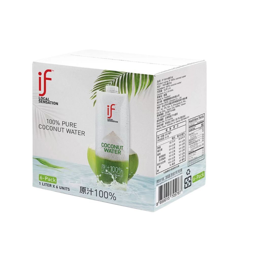 IF 100％椰子水 1Lx6罐入｜【輕鬆購五金百貨】