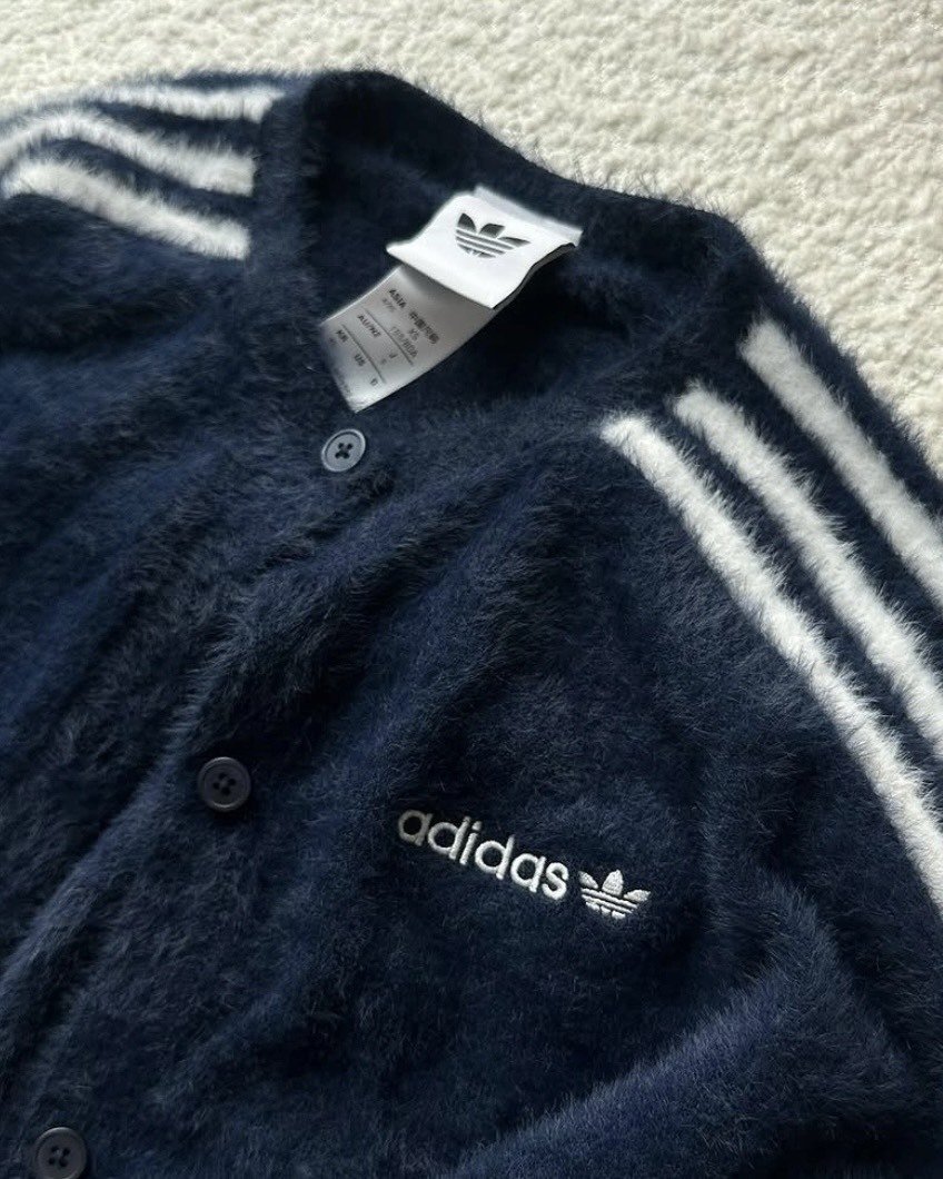 Adidas Originals 愛迪達 毛茸茸 絨毛 針織衫 外套 海軍藍