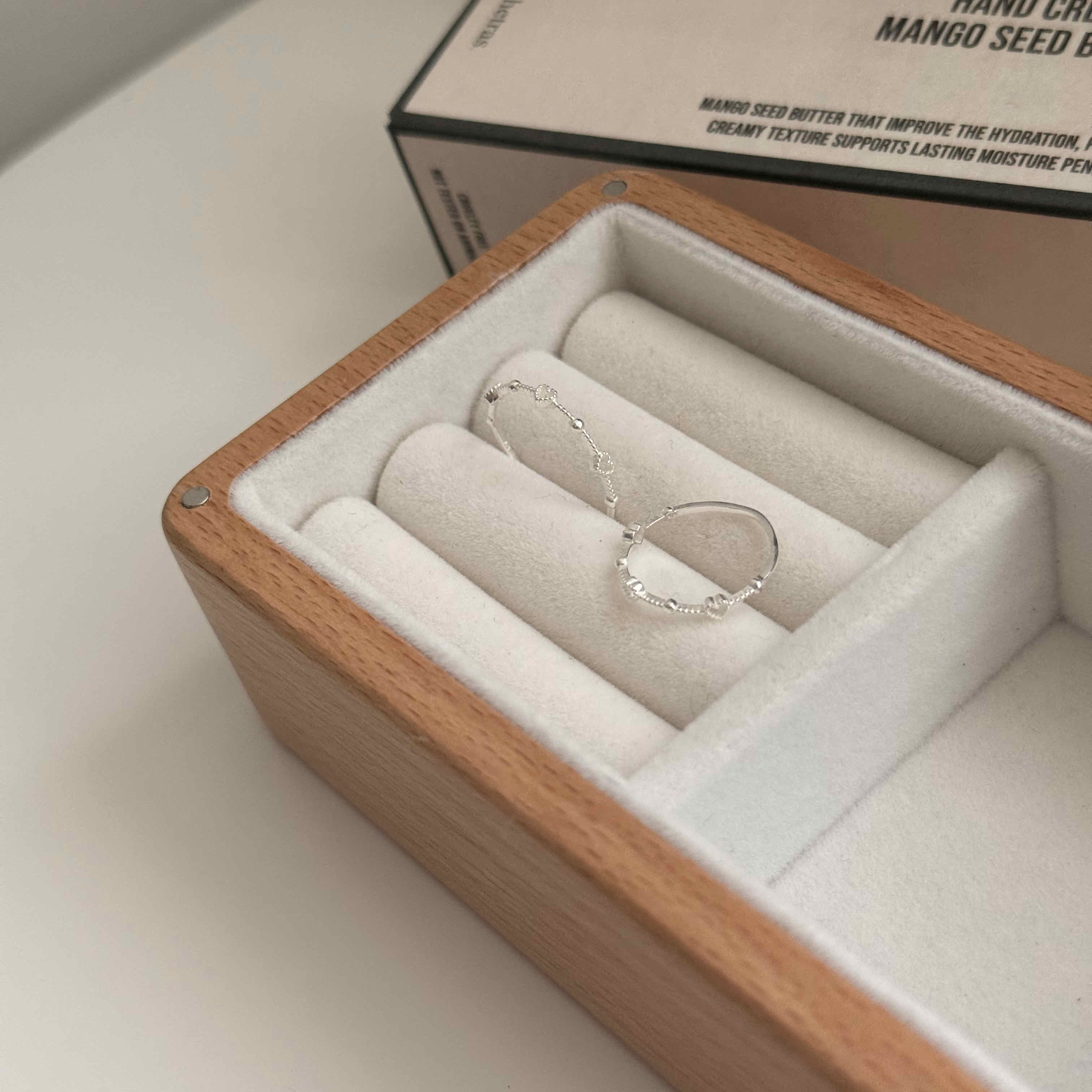 🇰🇷925 silver 花邊愛心珠珠細戒