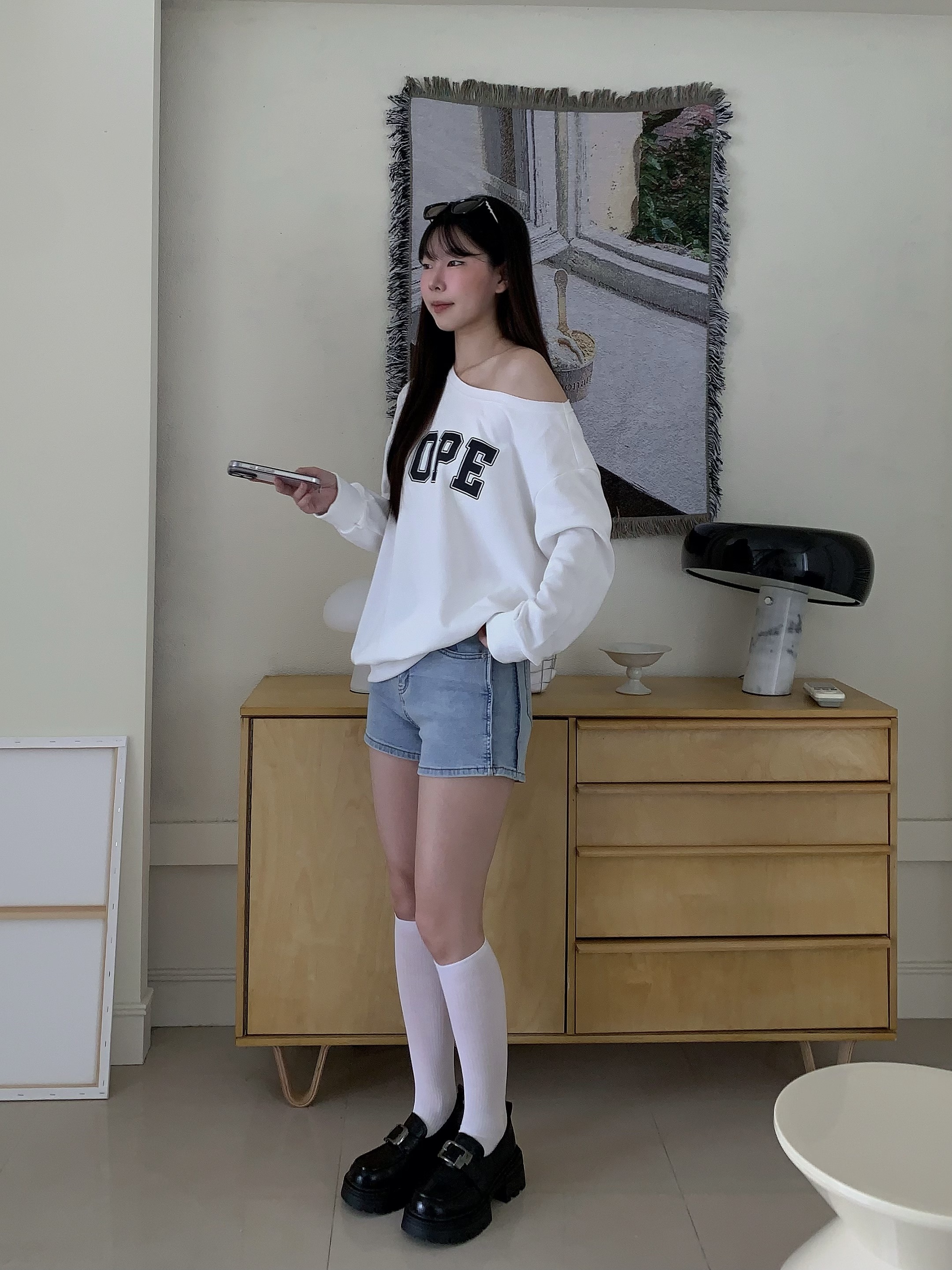 彈力清爽牛仔短褲