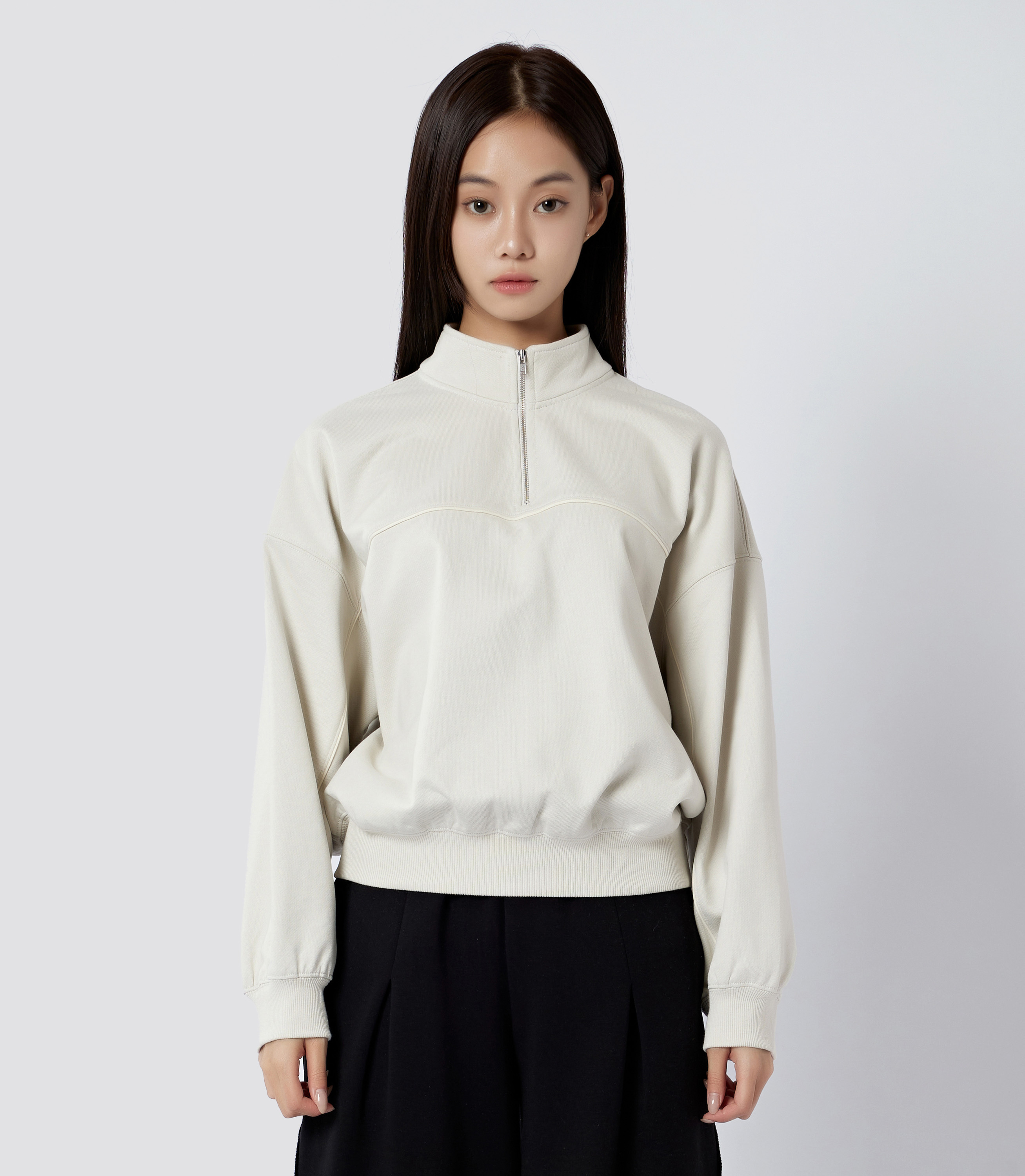 Radiantsphere 中性款 棉質刺繡立領拉鍊衛衣