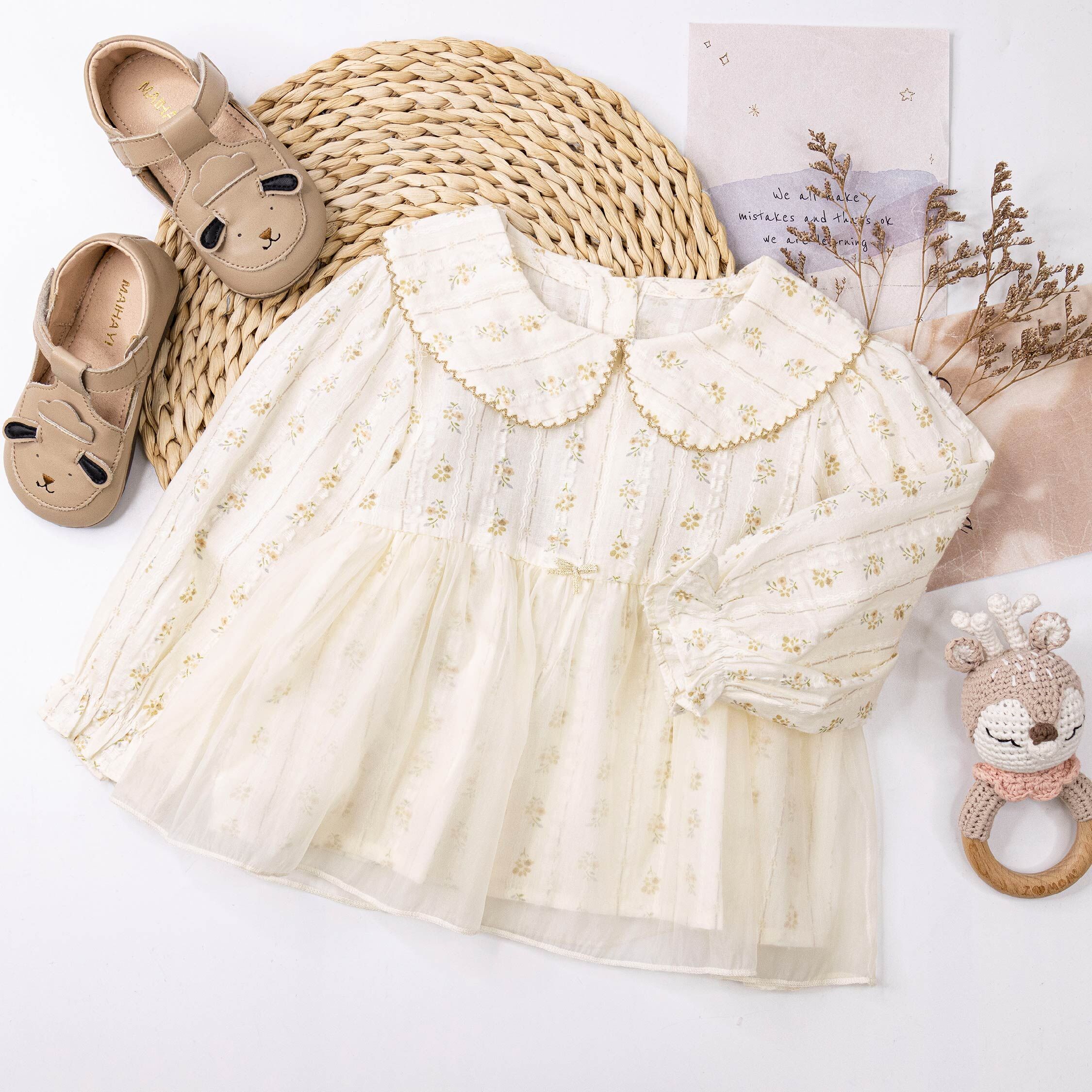 【H55592】典雅小碎花翻領上衣