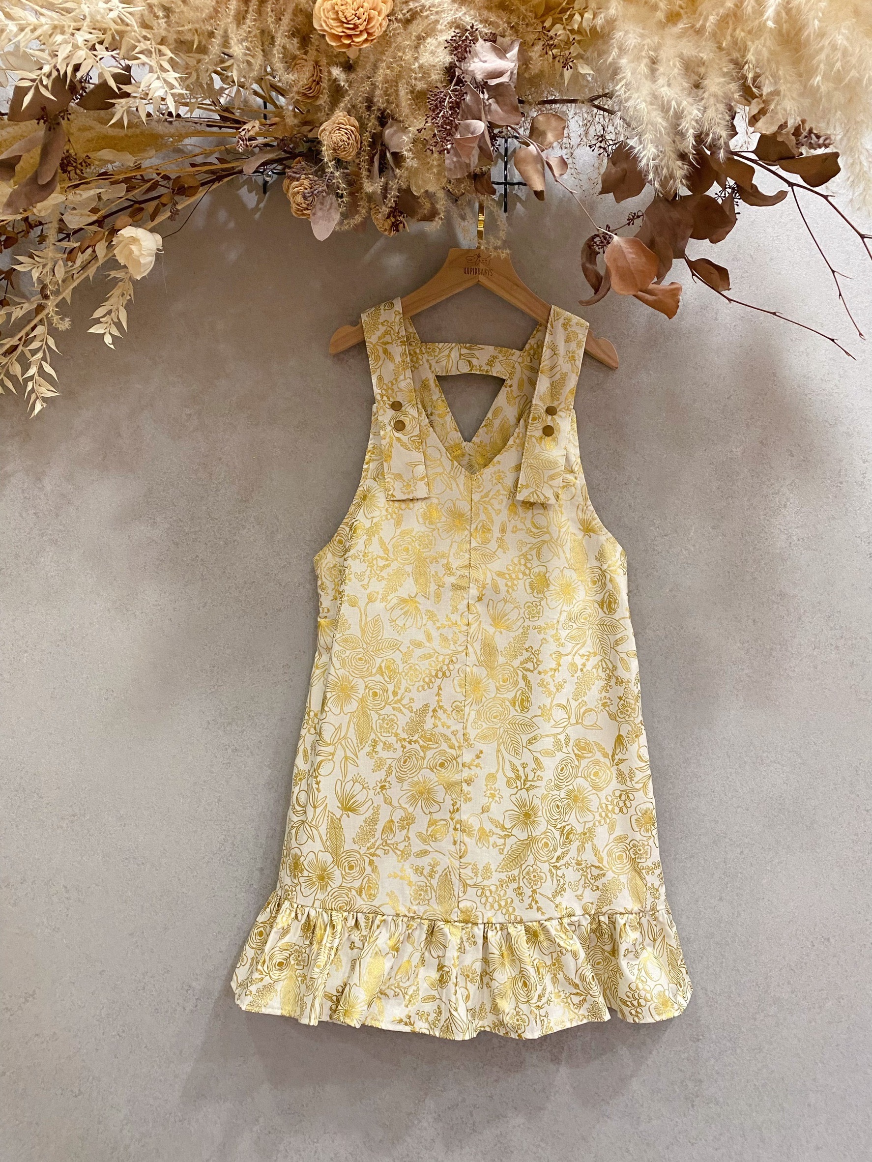 燙金花卉 歐若拉長洋裝(130)