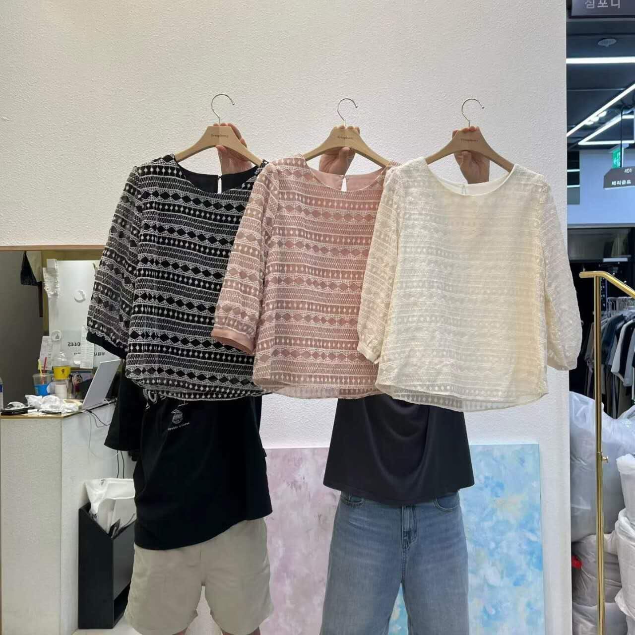 SY5103 復古刺繡中長袖上衣