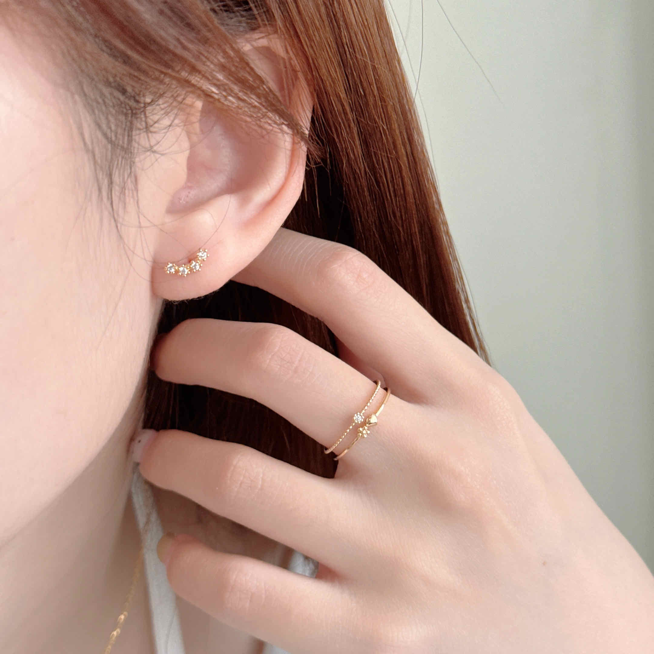 🇰🇷925 silver 可愛元素雙層開口戒指