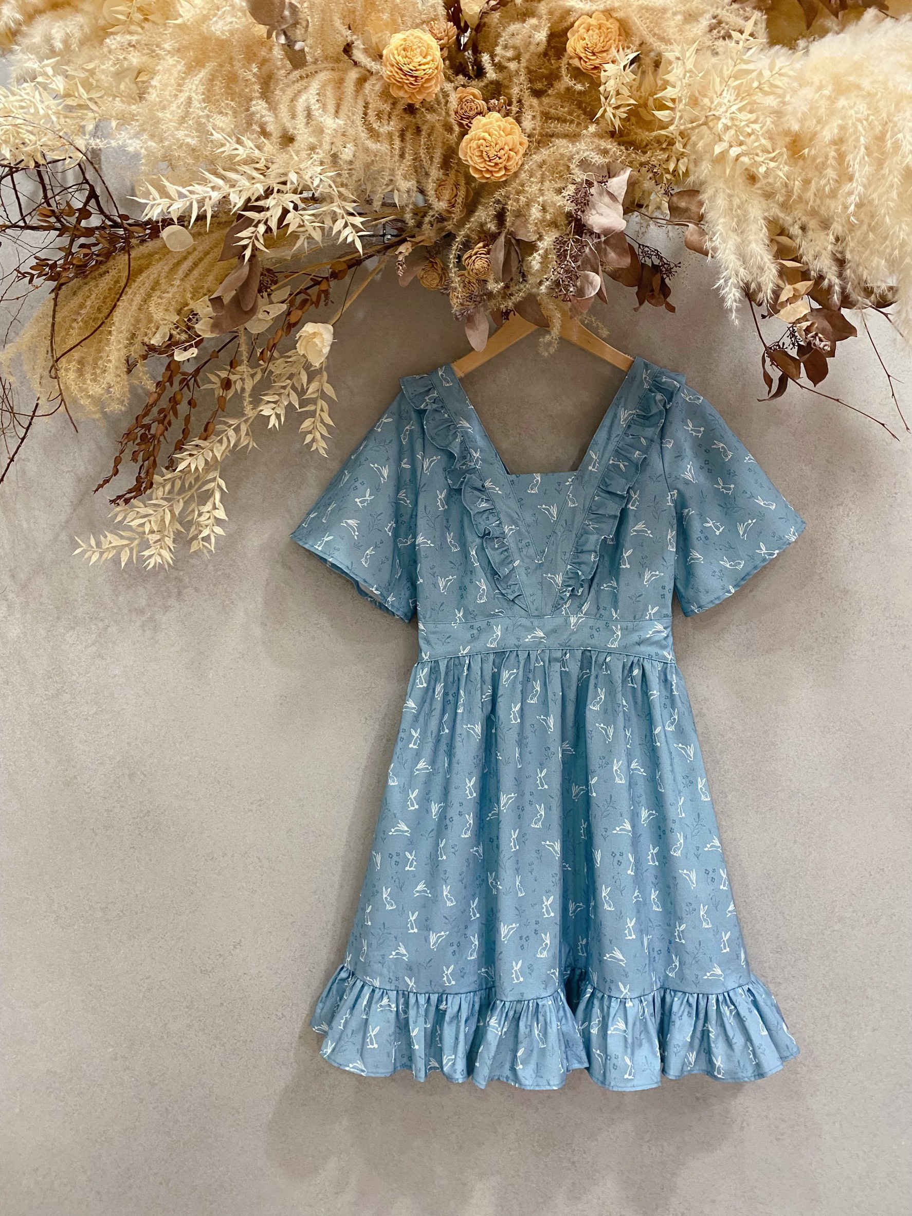 藍兔兔 甜心短袖短洋裝（S）