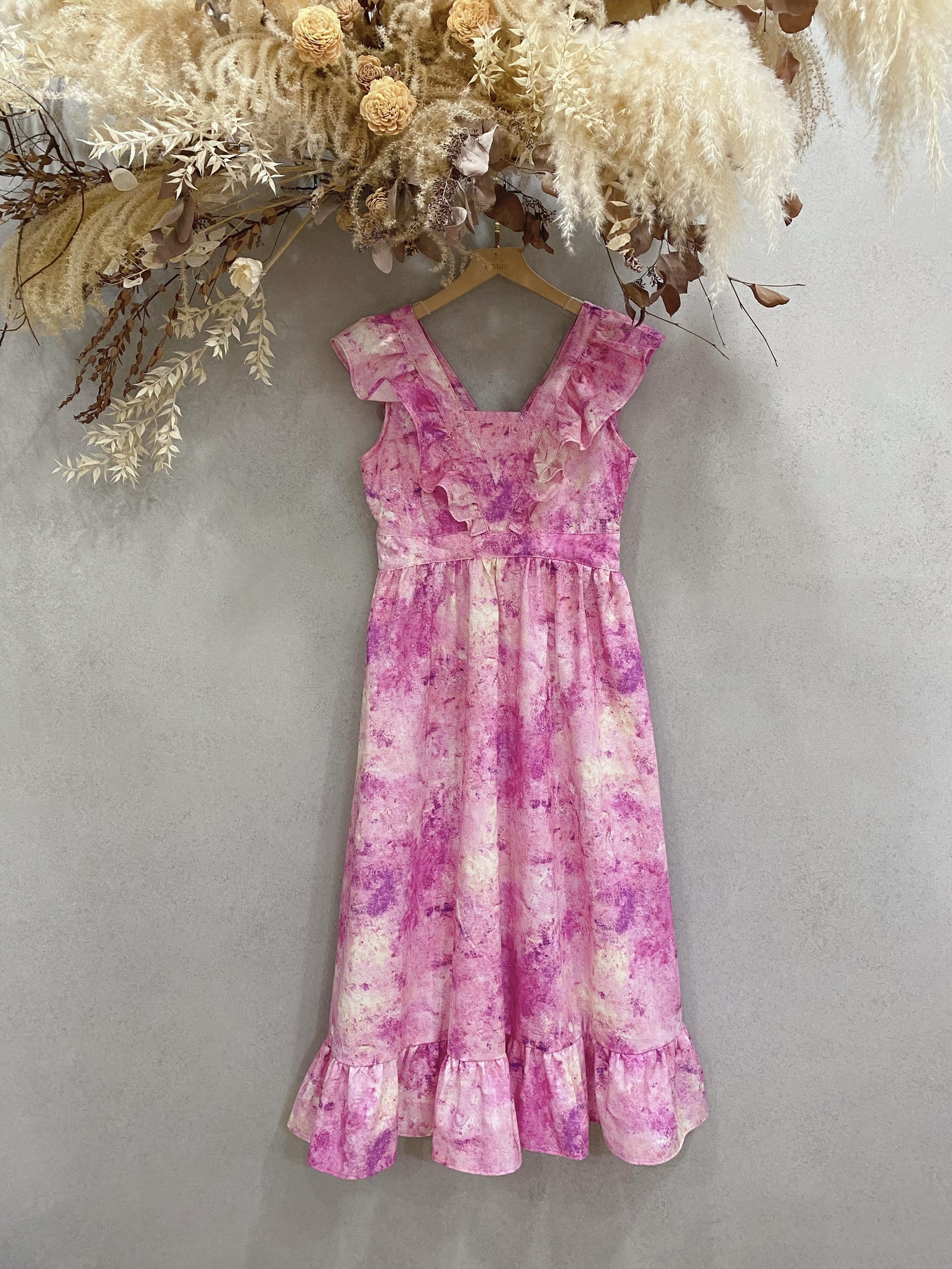 粉雲彩 甜心背心長洋裝（M）