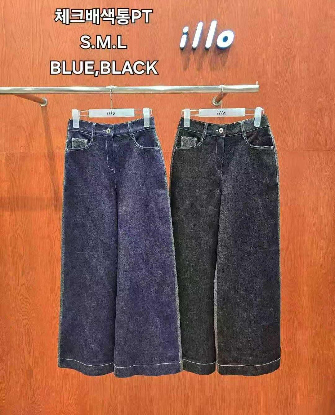 IO5104 格紋混色明線牛仔褲(S/M/L)