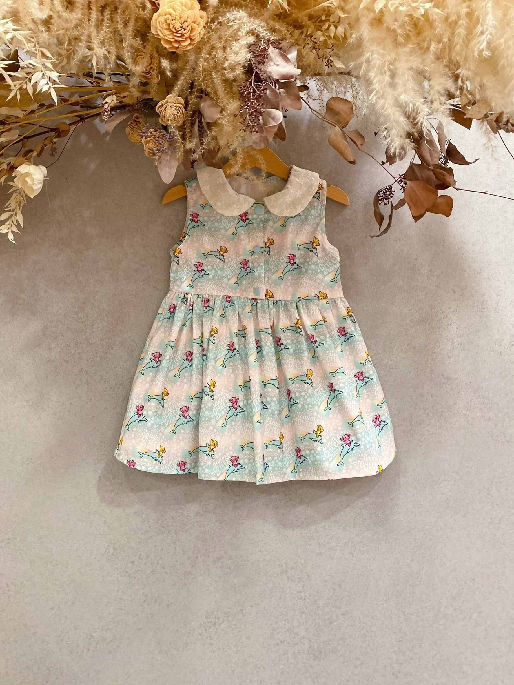 海豚彩虹熊 領口洋裝（100）