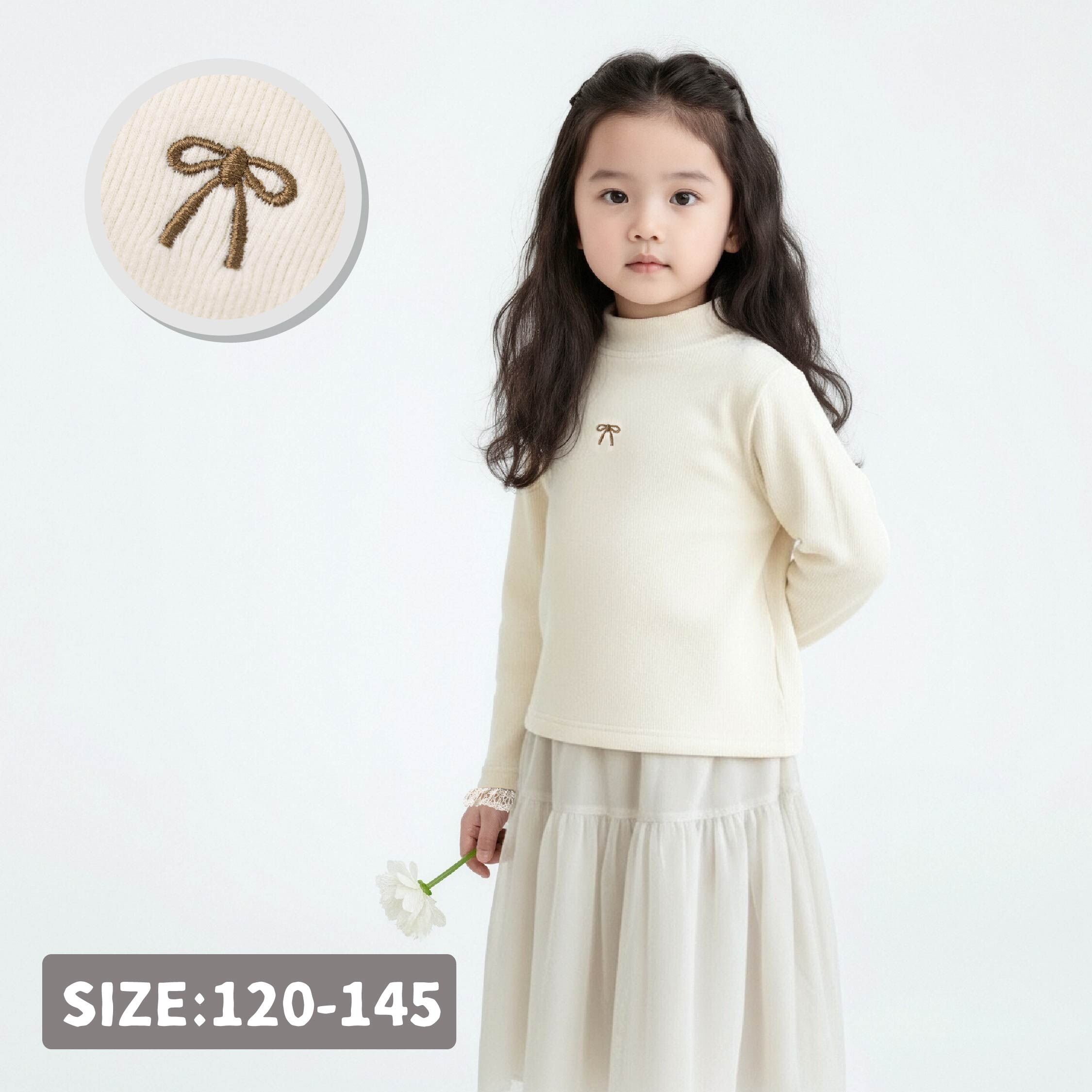 【H55093】蝴蝶結柔軟坑條紋上衣/內搭衣