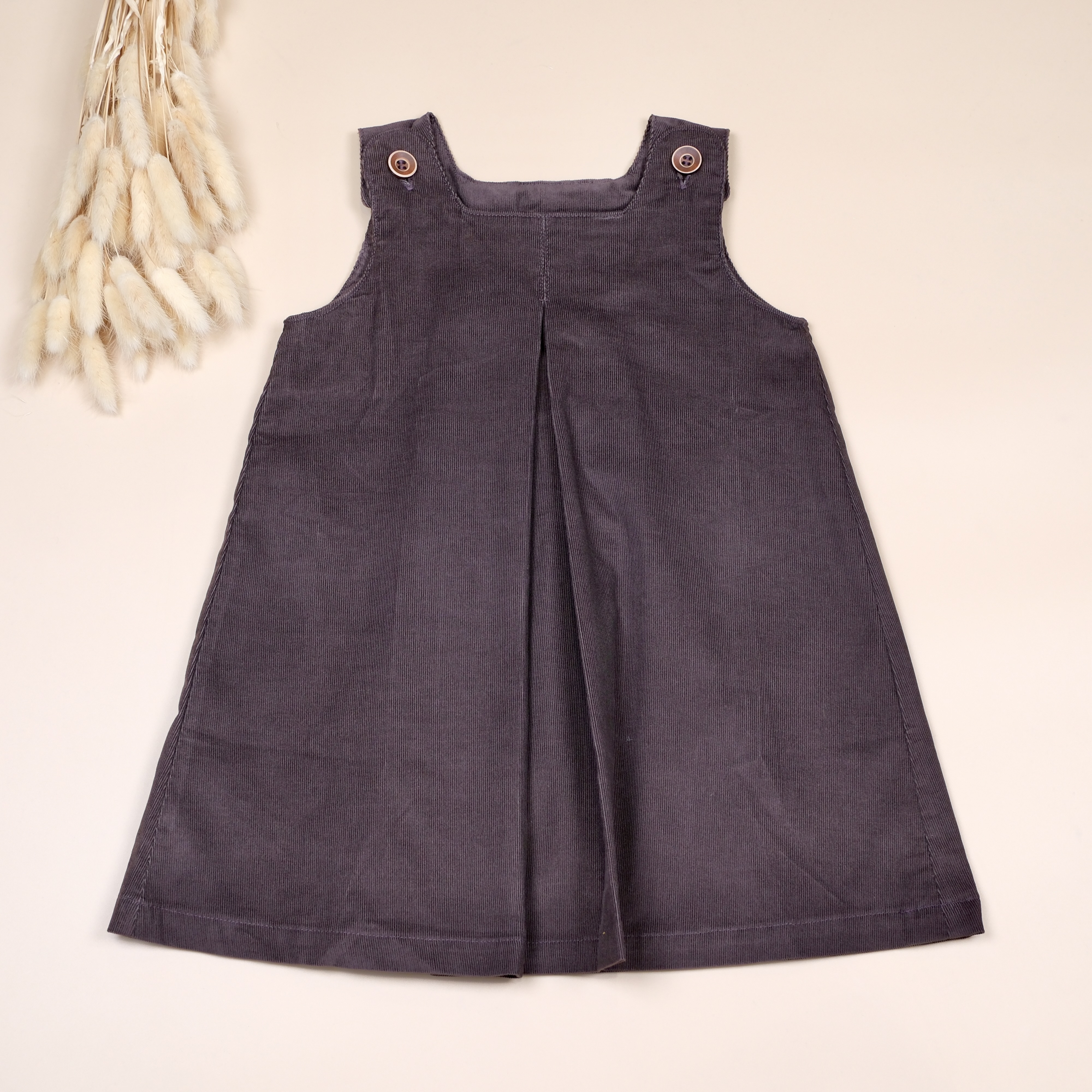 紺紫色 ◊ 打褶無袖傘狀洋裝