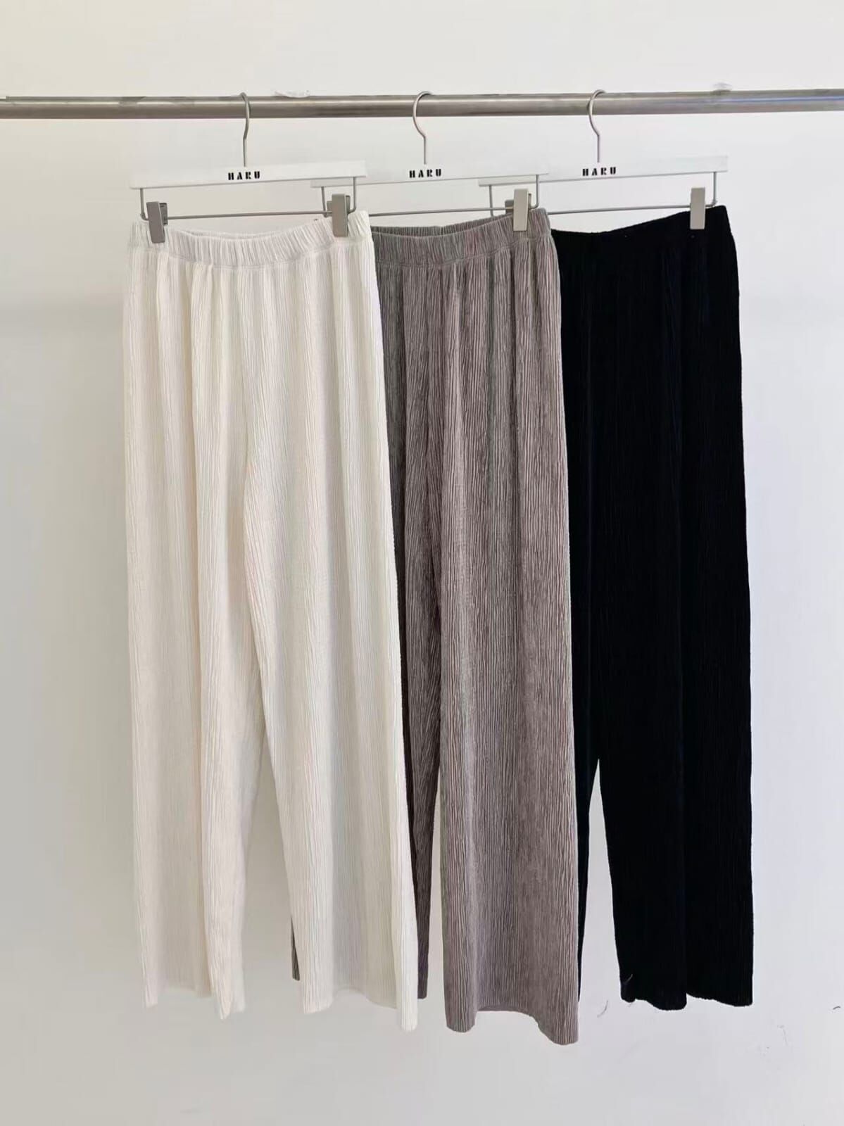 HU5111 全橡筋暗直紋軟綿休閒褲